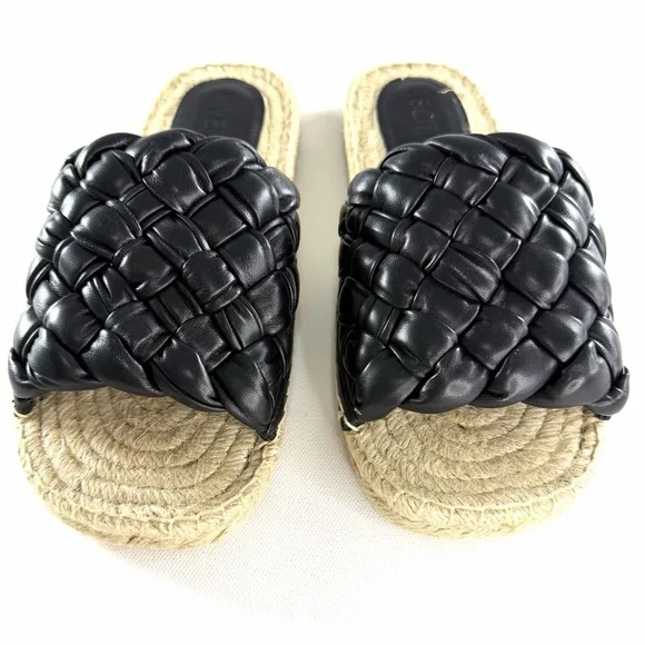 Bottega Veneta Women Jack Flat Sandal Nappa Weaving Foulard Black Sandal - Picture 3 of 10